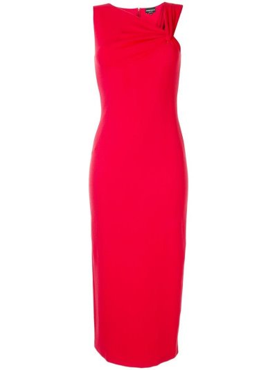 Red Women's Armani Emporio Asymmetric Neck Fitted Dress | BCUL3W5