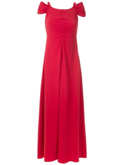 Red Women's Armani Emporio Draped Front Maxi Dress | OF0HCXN