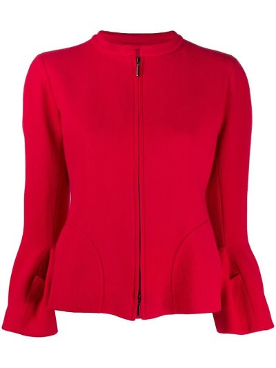 Red Women's Armani Emporio Zipped Fitted Jackets | 4SQ9IS5