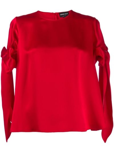 Red Women's Giorgio Armani Bow Sleeve Tops | 8YJF2HU