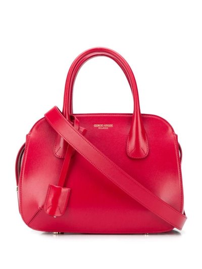 Red Women's Giorgio Armani Logo Top Handle Tote Bags | 20WHINF