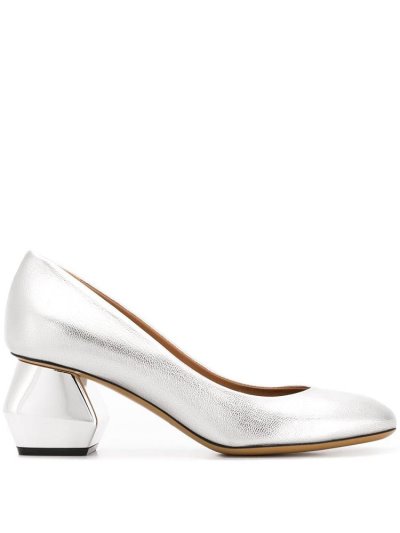 Silver Women's Armani Emporio Geometric Heel Pumps | 7XGJSGG