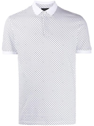 White / Black Men's Armani Emporio Polka Dot Polo Shirts | A5V9XOV