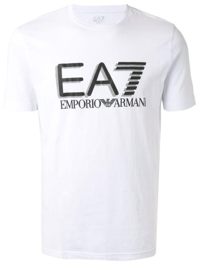 White Men's Ea7 Emporio Ea7 Large Logo T Shirts | S2RBPUH