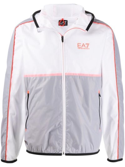 White Men's Ea7 Emporio Armani Hooded Sport Jacket Jackets | ROCRK6T