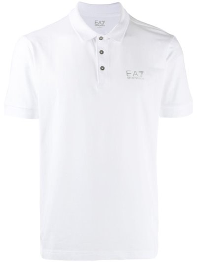 White Men's Ea7 Emporio Armani Logo Polo Shirts | 8B8XQOE