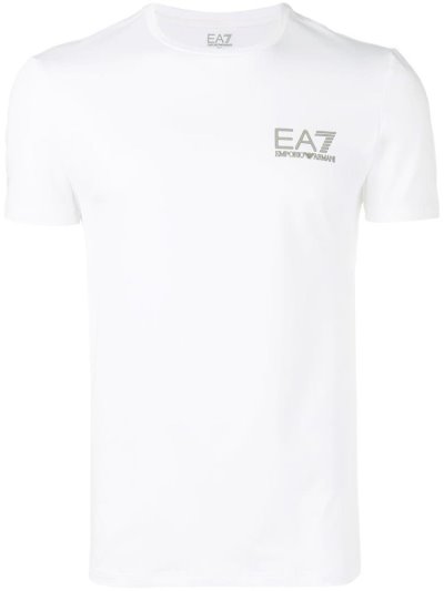 White Men's Ea7 Emporio Armani Logo Print T Shirts | D3QI851