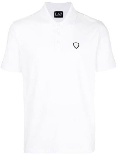 White Men's Ea7 Emporio Armani Logo Patch Polo Shirts | PTU99W1