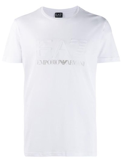 White Men's Ea7 Emporio Armani Logo Printed T Shirts | S7BMQAA