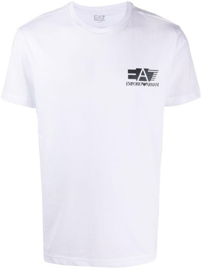 White Men's Ea7 Emporio Armani Logo Print T Shirts | Y4X4BO5