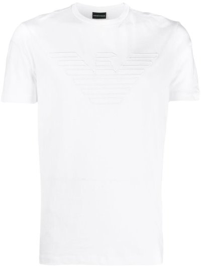 White Men's Armani Emporio Brand Eagle Printed T Shirts | QLITMFR