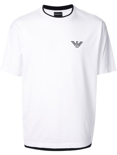 White Men's Armani Emporio Chest Logo T Shirts | 8ODVVO0