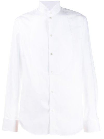 White Men's Armani Emporio Classic Plain Shirts | BVD9T2R