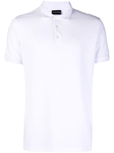 White Men's Armani Emporio Classic Polo Shirts | CAPHY8D