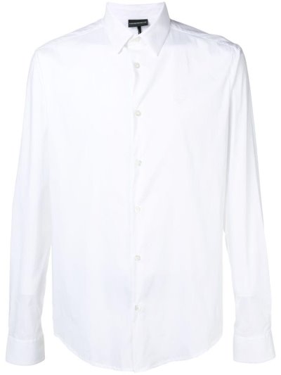 White Men's Armani Emporio Classic Logo Shirts | IT95UNG