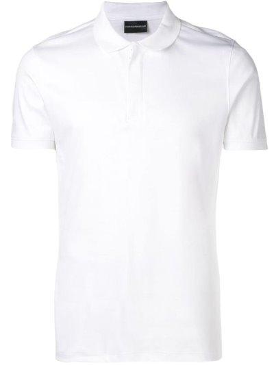 White Men's Armani Emporio Concealed Front Polo Shirts | 5A7VG1N