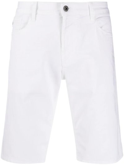 White Men's Armani Emporio Cotton Blend Denim Shorts | A0NXXYR