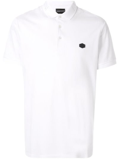 White Men's Armani Emporio Eagle Patch Polo Shirts | 73SSD0Z