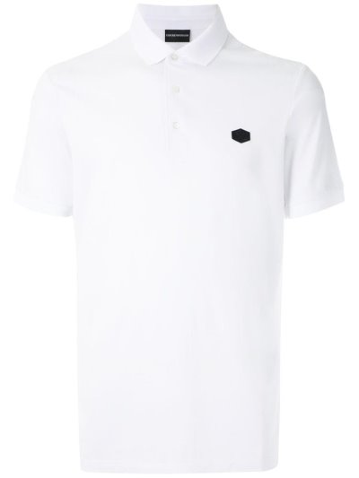 White Men's Armani Emporio Embroidered Logo Polo Shirts | 1EDDEV0