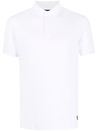 White Men's Armani Emporio Geometric Textured Polo Shirts | 3Z336J3