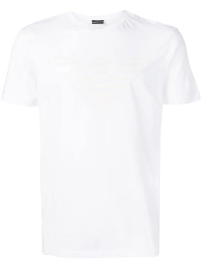 White Men's Armani Emporio Logo T Shirts | YNT57UJ