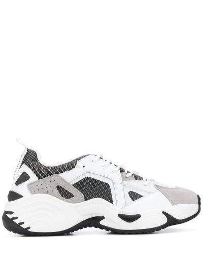 White Men's Armani Emporio Panelled Sneakers | E7Q8TC2