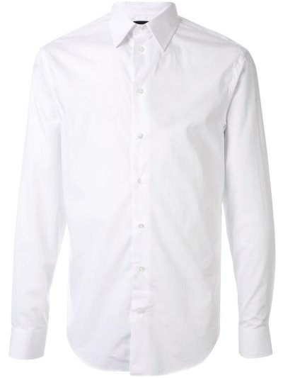 White Men's Armani Emporio Plain Shirts | 1OVD6MX