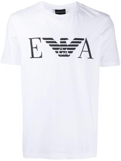 White Men's Armani Emporio Printed Logo T Shirts | MTDB4SQ