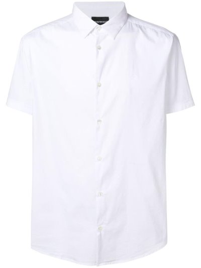 White Men's Armani Emporio Short Sleeve Shirts | XNTQDIY