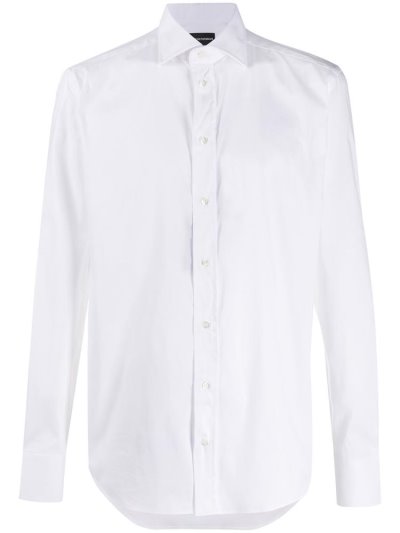 White Men's Armani Emporio Slim Fit Shirts | X41TEFR