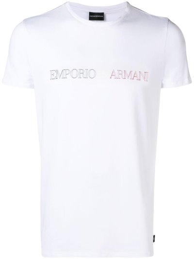 White Men's Armani Emporio Three Colour Logo T Shirts | FY2II7Q