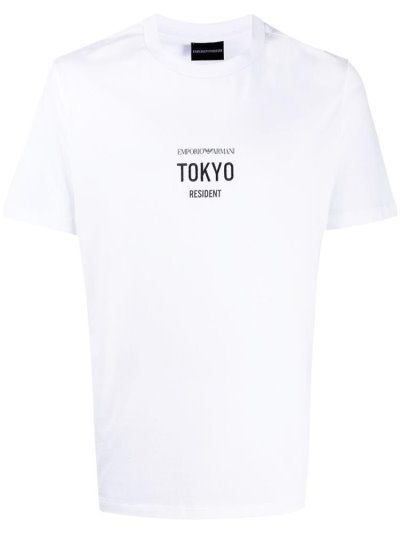 White Men's Armani Emporio Tokyo' Graphic Print T Shirts | IA446J5