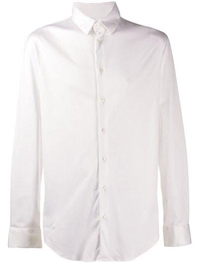 White Men's Giorgio Armani Classic Plain Shirts | N4P22K5