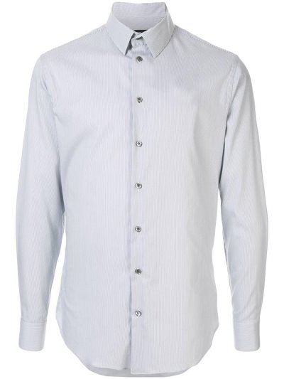 White Men's Giorgio Armani Classic Long Sleeve Shirts | QYJTLNE