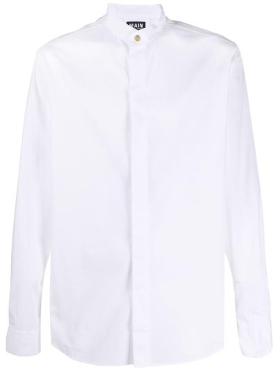 White Men's Giorgio Armani Cotton Mandarin Collar Shirts | 9SQ04GL