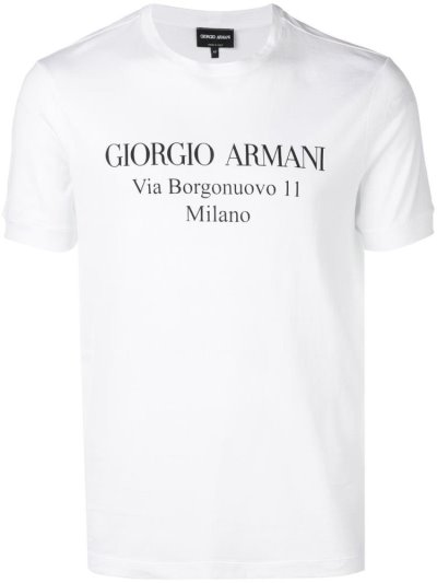 White Men's Giorgio Armani Logo Print T Shirts | AOXRBYY