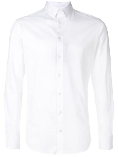 White Men's Giorgio Armani Plain Button Shirts | AQO9Z7T