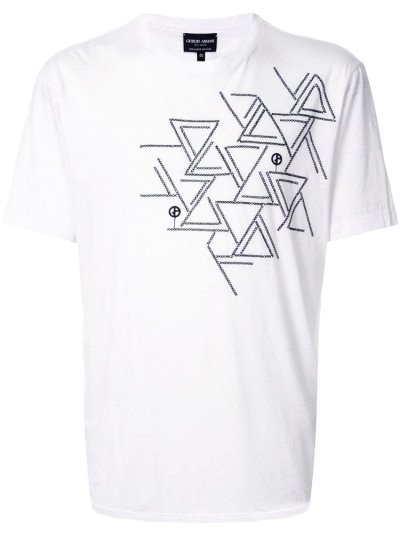 White Men's Giorgio Armani Print T Shirts | JKD4612