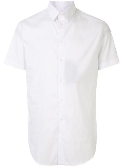 White Men's Giorgio Armani Short Sleeve Fitted Shirts | JMSVI1E