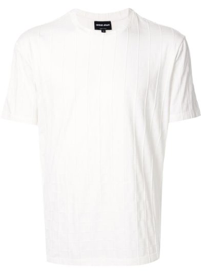 White Men's Giorgio Armani Textured T Shirts | MIKJ7WF