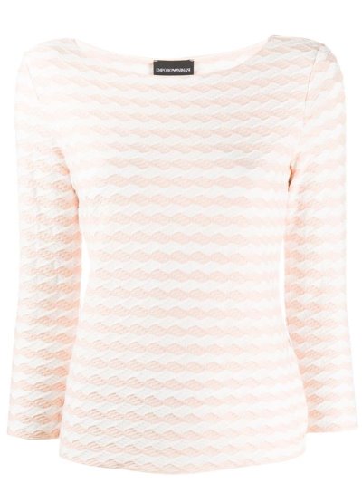 White / Neutral Women's Armani Emporio Textured Jersey Jumpers | X0XOG6P