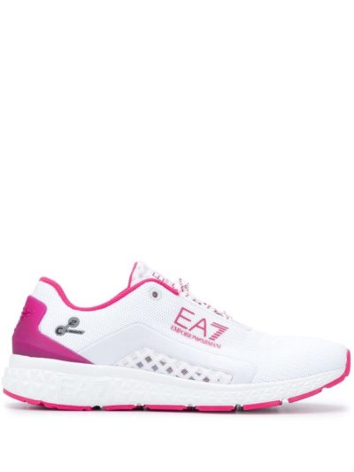 White / Pink Women's Ea7 Emporio Armani Two Tone Lace Up Sneakers | 9PY6C18