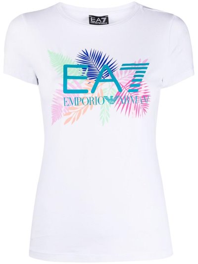 White Women's Ea7 Emporio Armani Logo Print T Shirts | 2IMAEBO