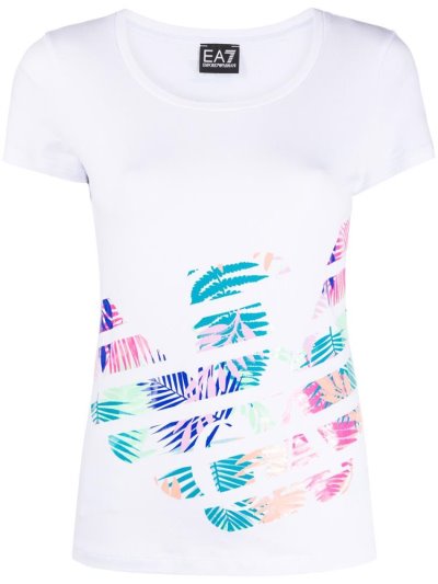 White Women's Ea7 Emporio Armani Logo Print T Shirts | 8IA406T