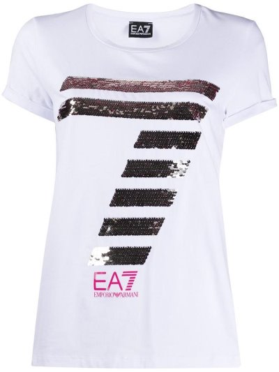 White Women's Ea7 Emporio Armani Logo T Shirts | 8SII4GN