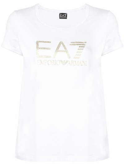 White Women's Ea7 Emporio Armani Logo T Shirts | CMU73N1