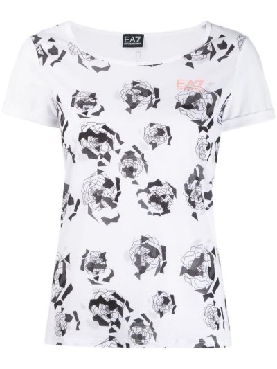 White Women's Ea7 Emporio Armani Print T Shirts | RYKAK2I