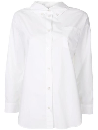 White Women's Armani Emporio Chest Pocket Shirts | SI7CMOI