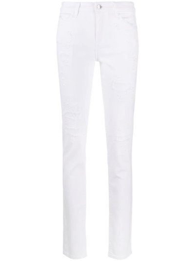 White Women's Armani Emporio Distressed Slim Fit Jeans | 0W5YY8V