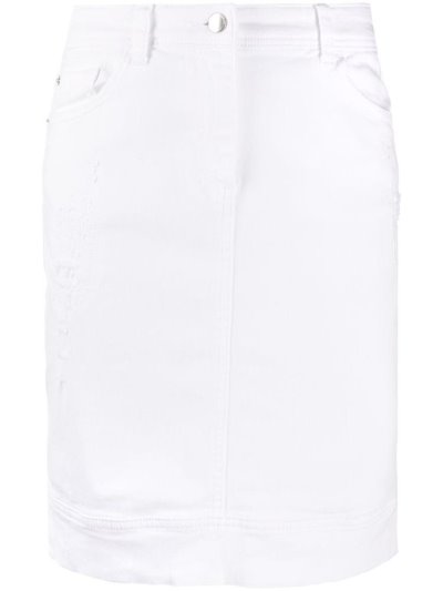 White Women's Armani Emporio Distressed Denim Pencil Skirt Skirts | 87JLOU3